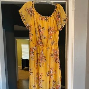 Yellow floral slit dress